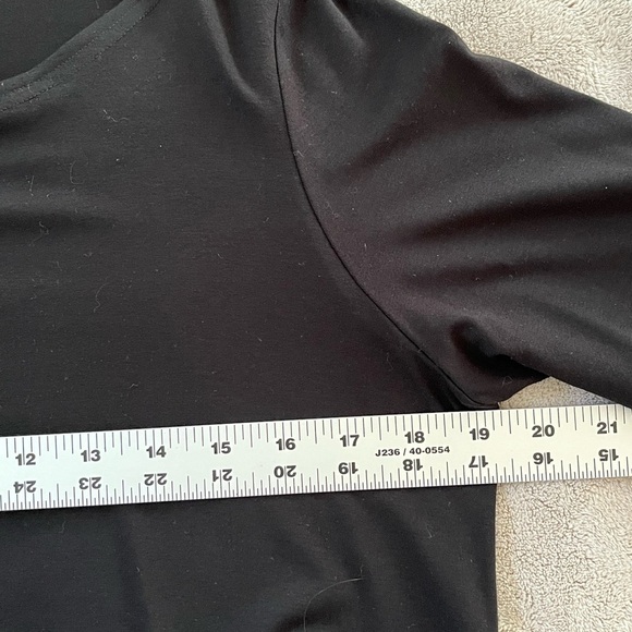 Eileen Fisher Black Jersey Knit Long Sleeve Shift Dress size M Minimalist - Picture 12 of 14